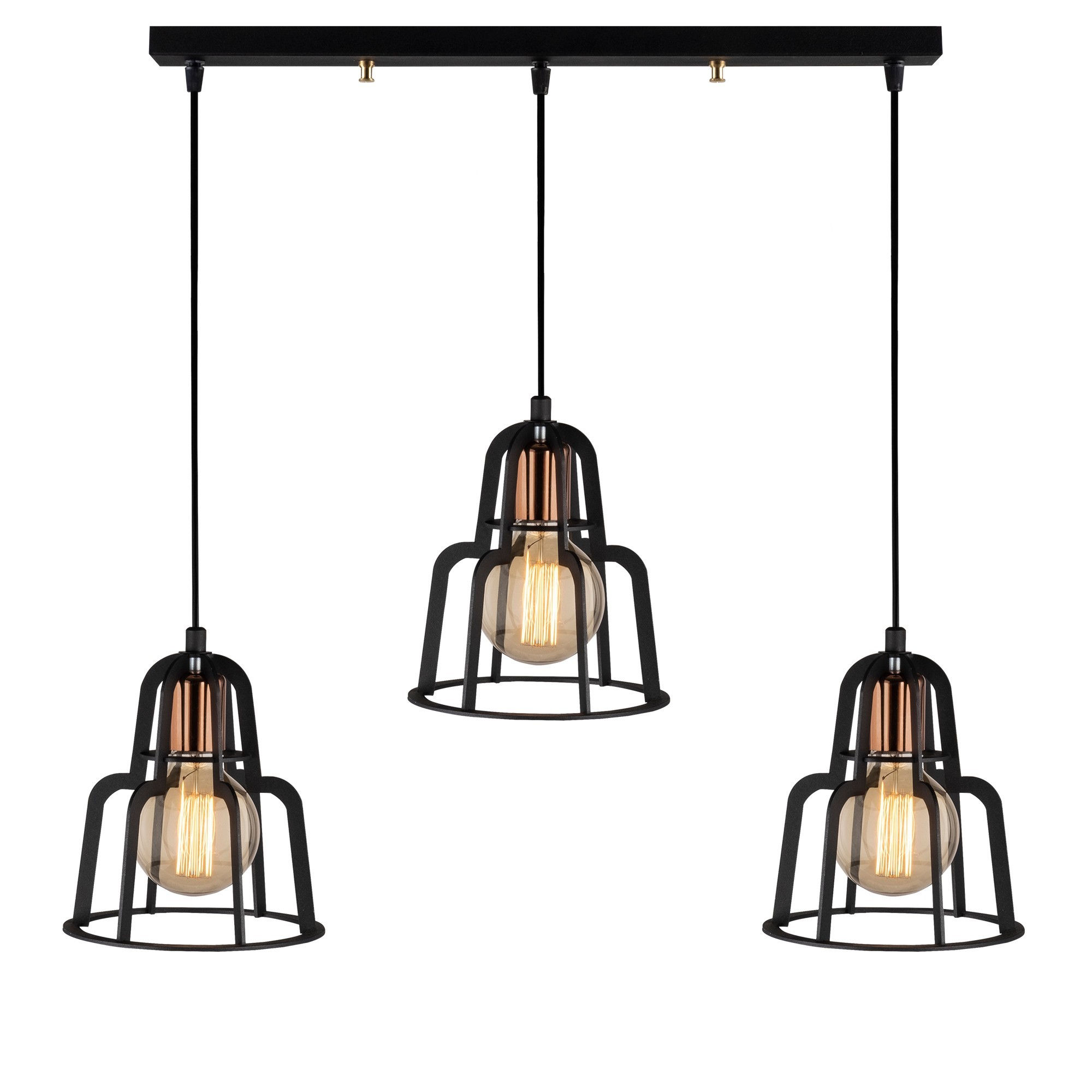 Suspension LED 'Orville' 2 Noir 3 xE27