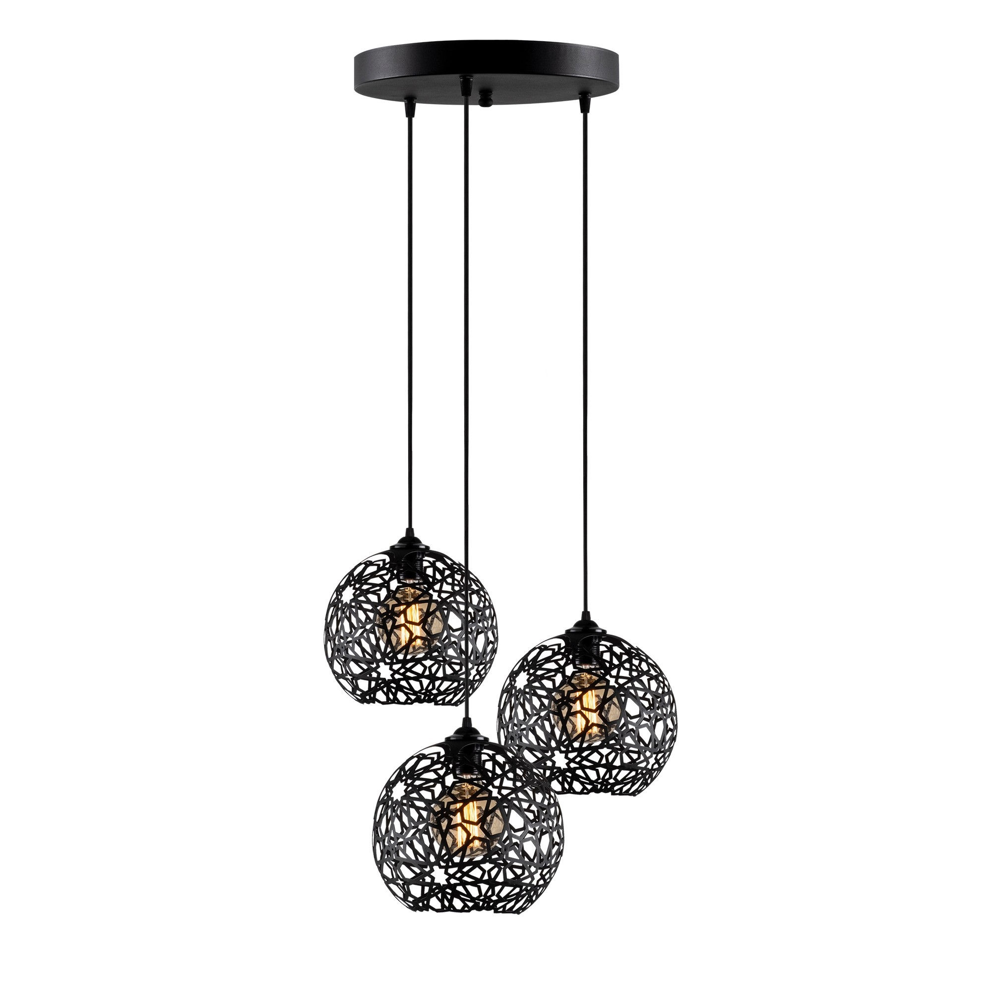 Suspension LED 'Bellebrune' 787' Noir 3 xE27