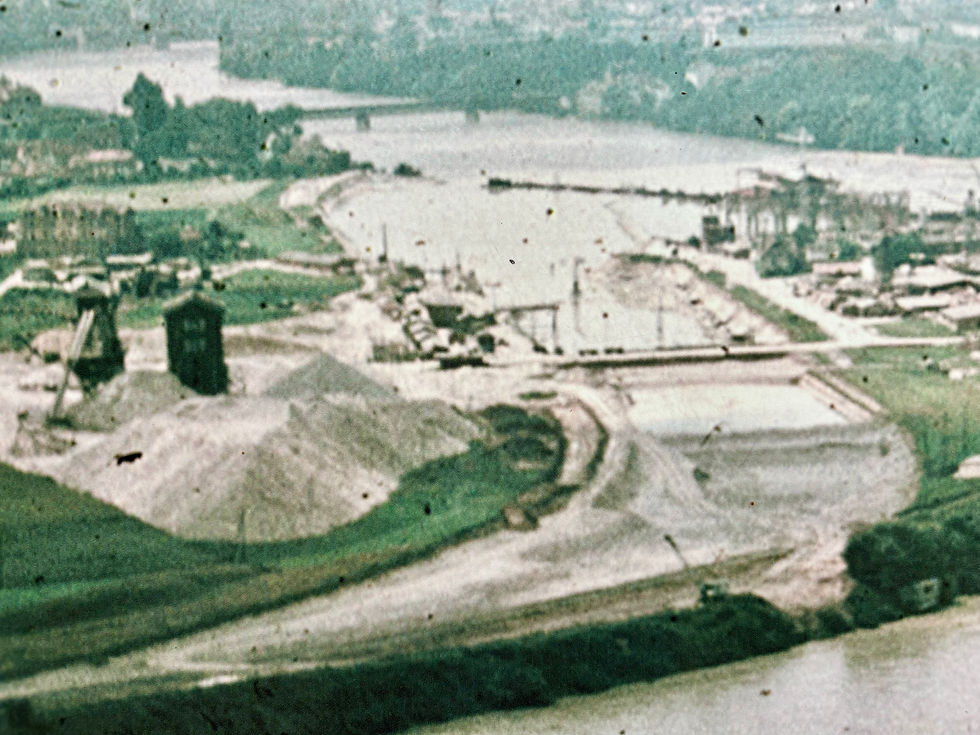 Bau der Kraftwerkinsel (Foto: T.Strübin, Kantonsmuseum BL)