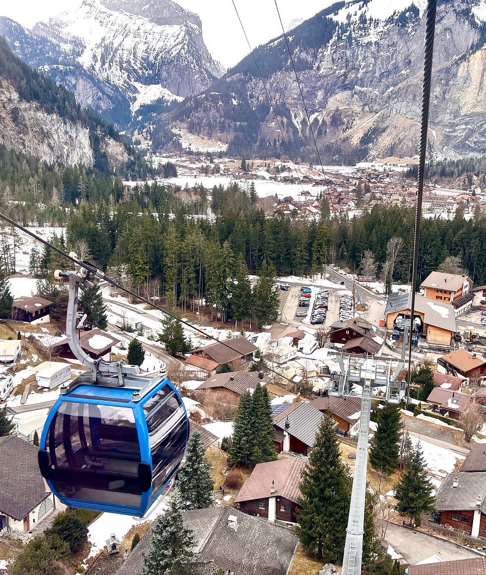 Hoch und auch wieder runter ging's mit der Gondel. Wenn ihr zu Fuss von Kandersteg an den Oeschinensee wollt, geht dies nur mit Schneeschuhen, da kein Wanderweg präpariert ist.