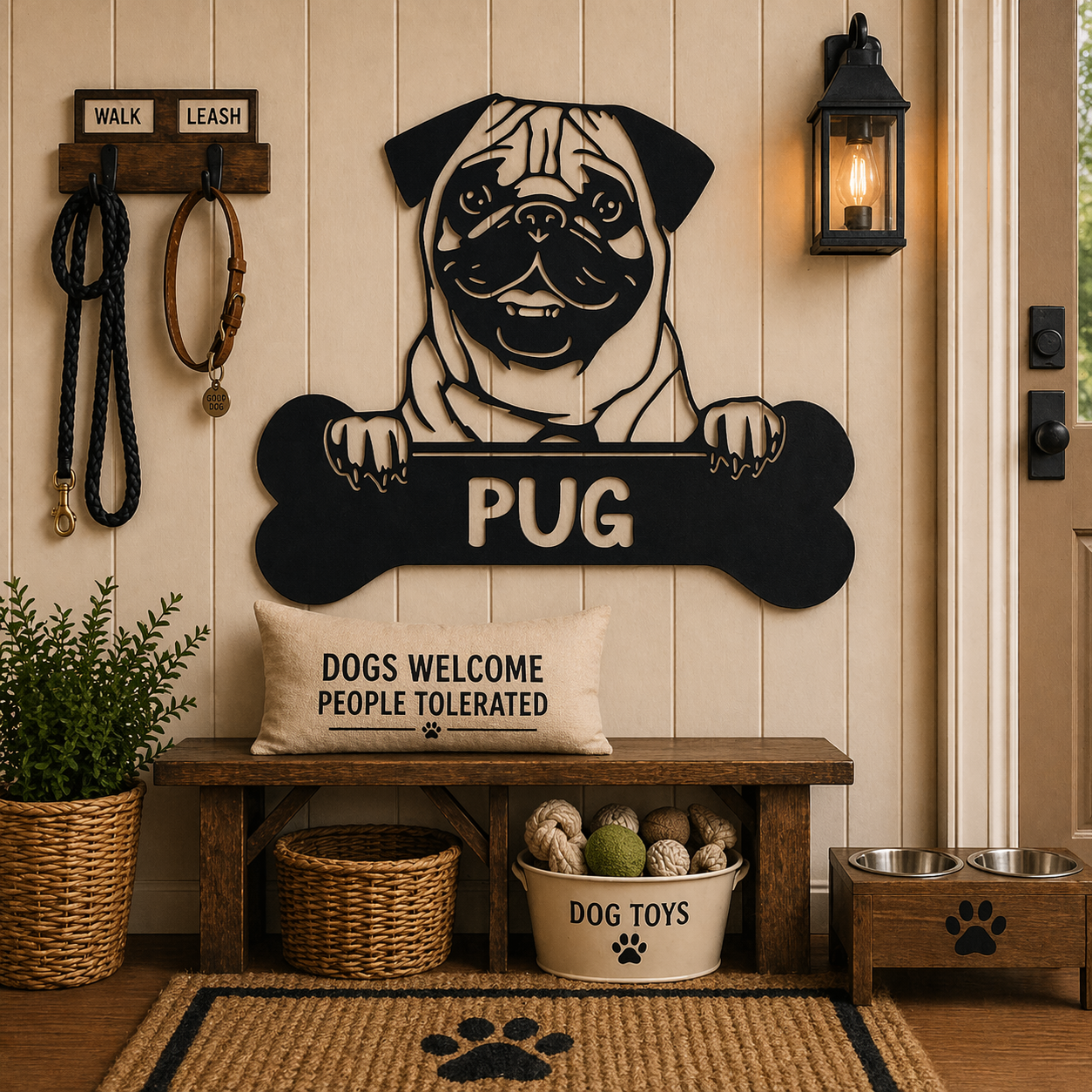 Pug Personalized Name Sign | Custom Dog Breed Gift