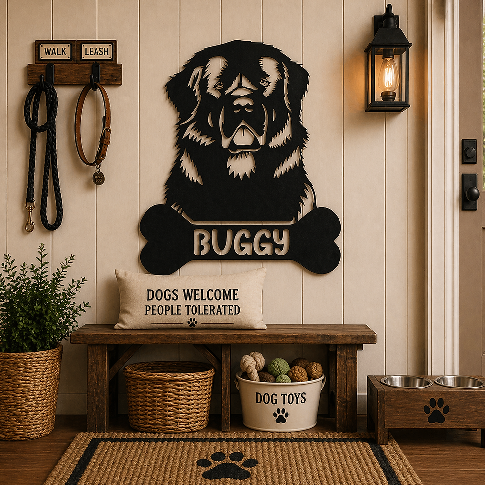 Newfoundland and St. Bernard Personalized Name Sign | Custom Dog Breed Gift