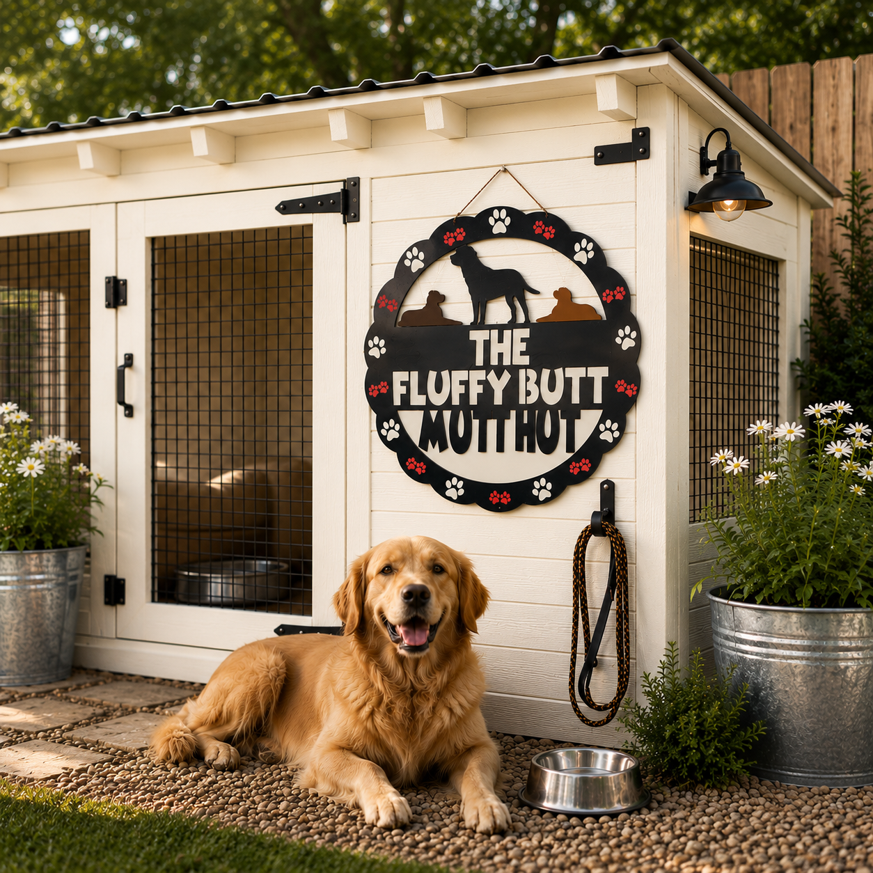The Fluffy Butt Mutt Hut Sign