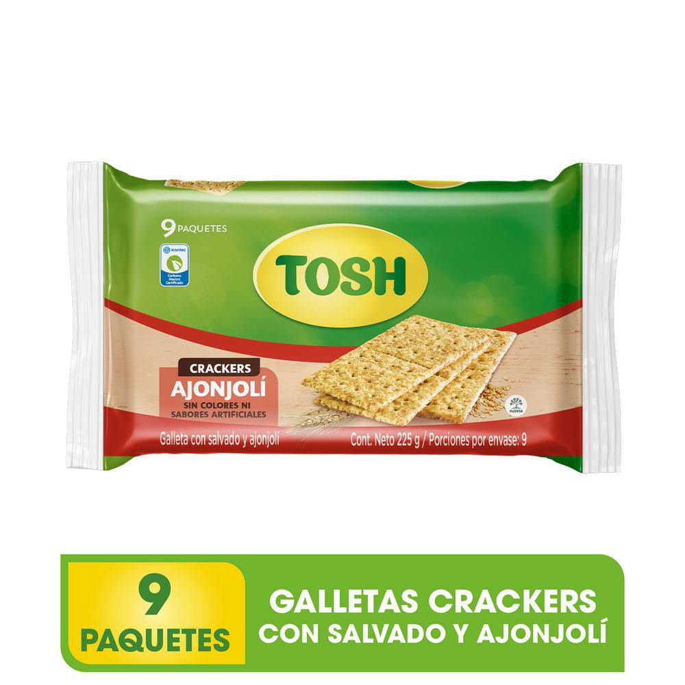 Galletas Tosh Crackers Ajonjolí X9 Und (225 Gr)