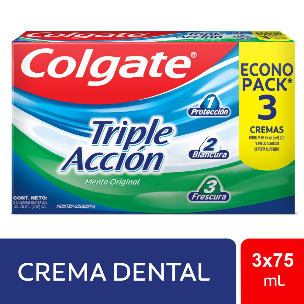 Crema Dental Colgate Triple Acción X3Und 75Ml (225 Ml)
