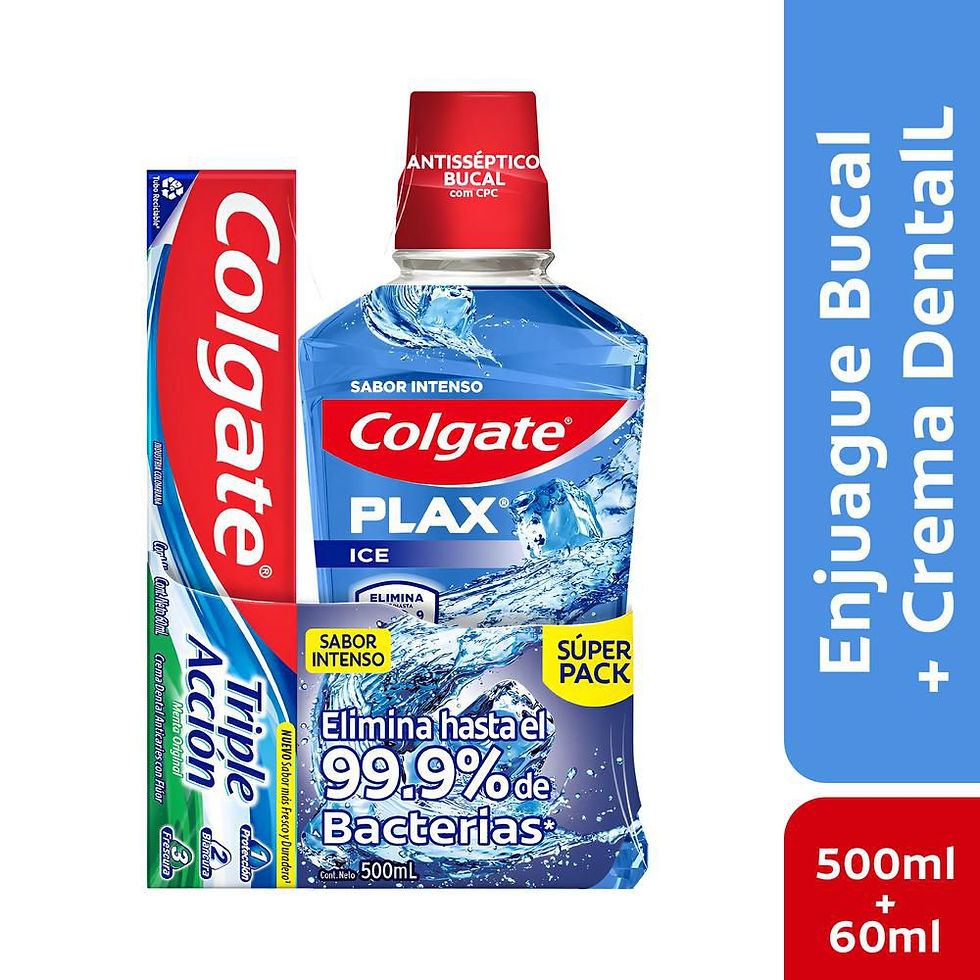 Enjuague Bucal + Crema Dental Colgate Triple Acción + Plax Ice (2 Unidad)