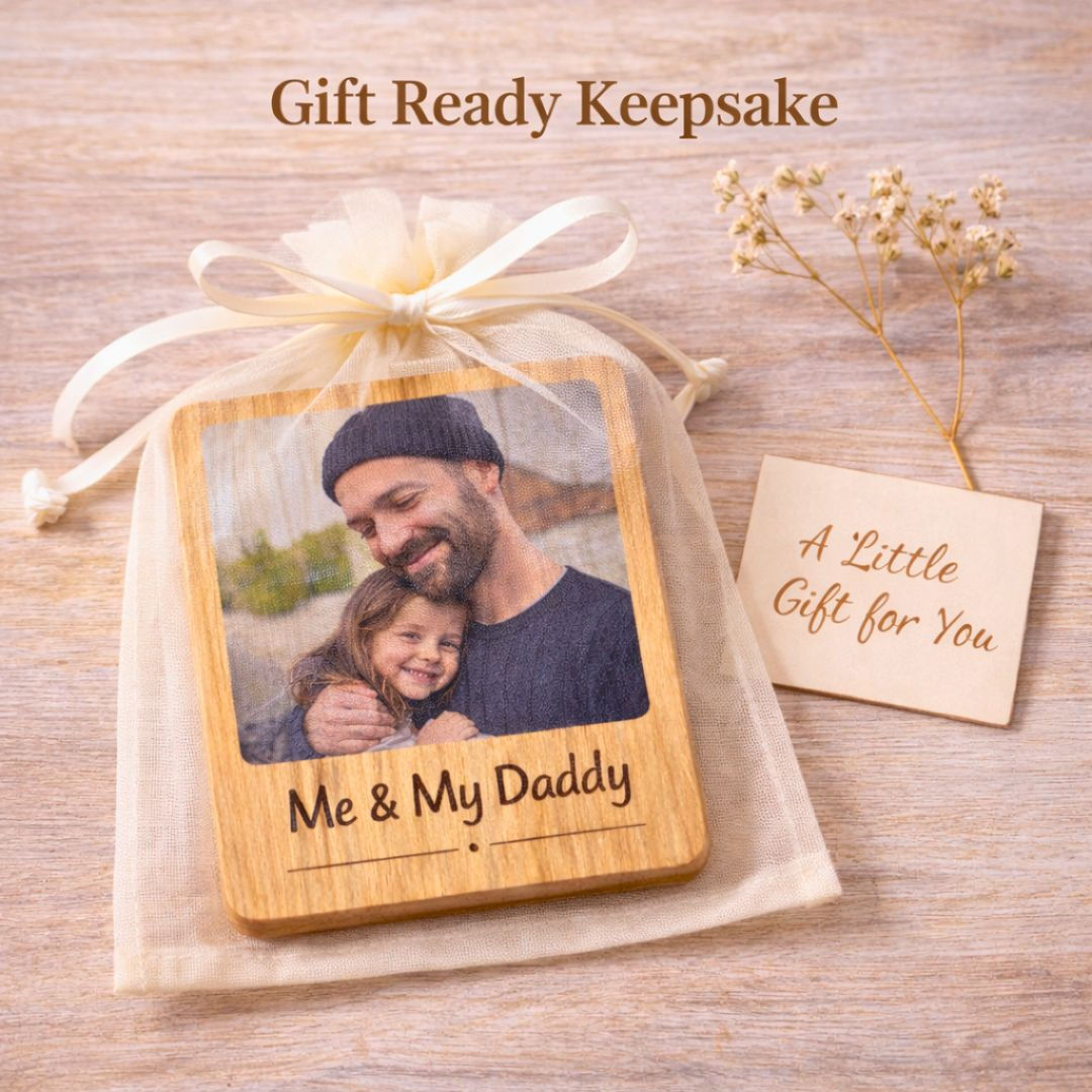Gift ready personalised wooden photo magnet