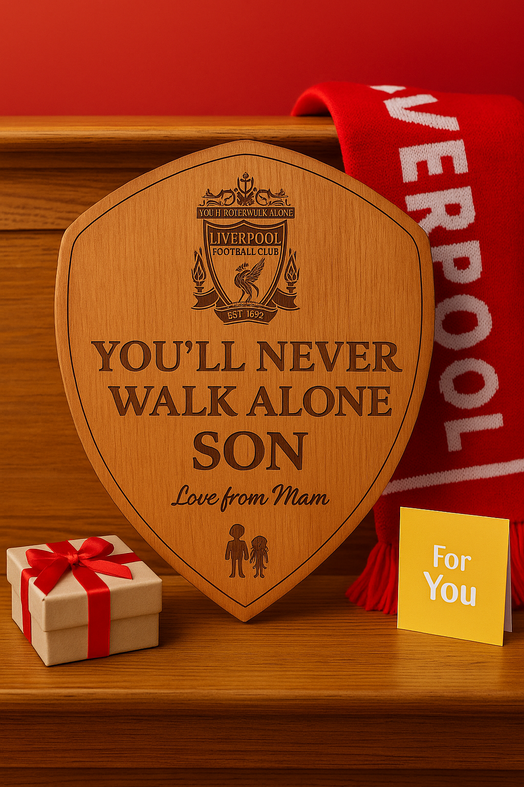Personalised football plaque engraved for son