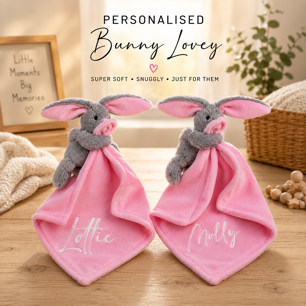 Personalised Pink Bunny Soft Comforter with name on