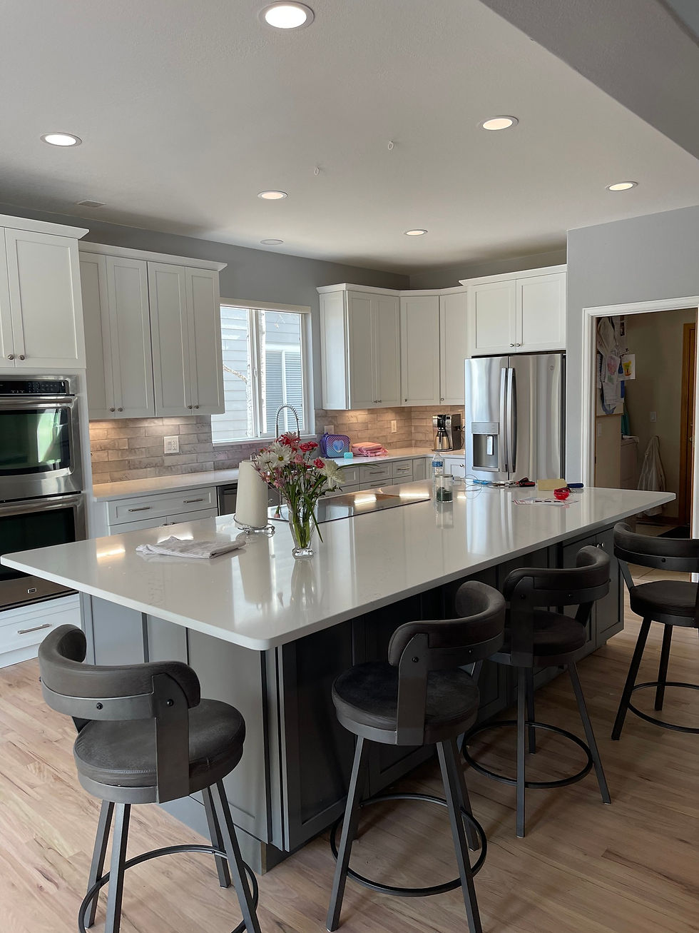 Grey and white kitchen