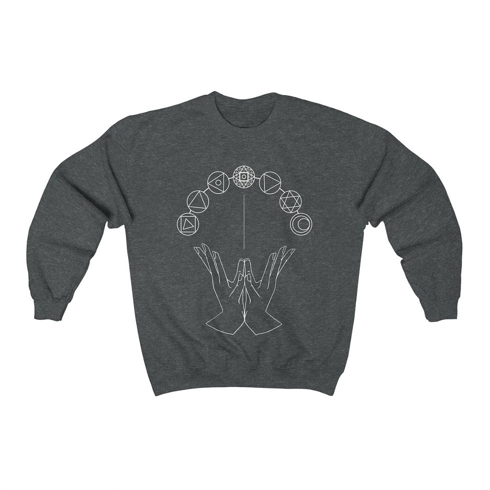 Thumbnail: Chakra System & Lotus Mudra Line Art Unisex Heavy Blend™ Crewneck Sweatshirt
