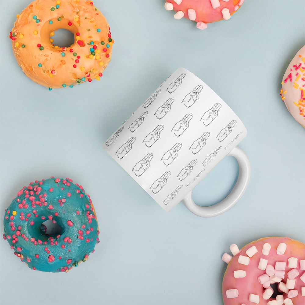 Buddhi Mudra Line Art Pattern White Mug