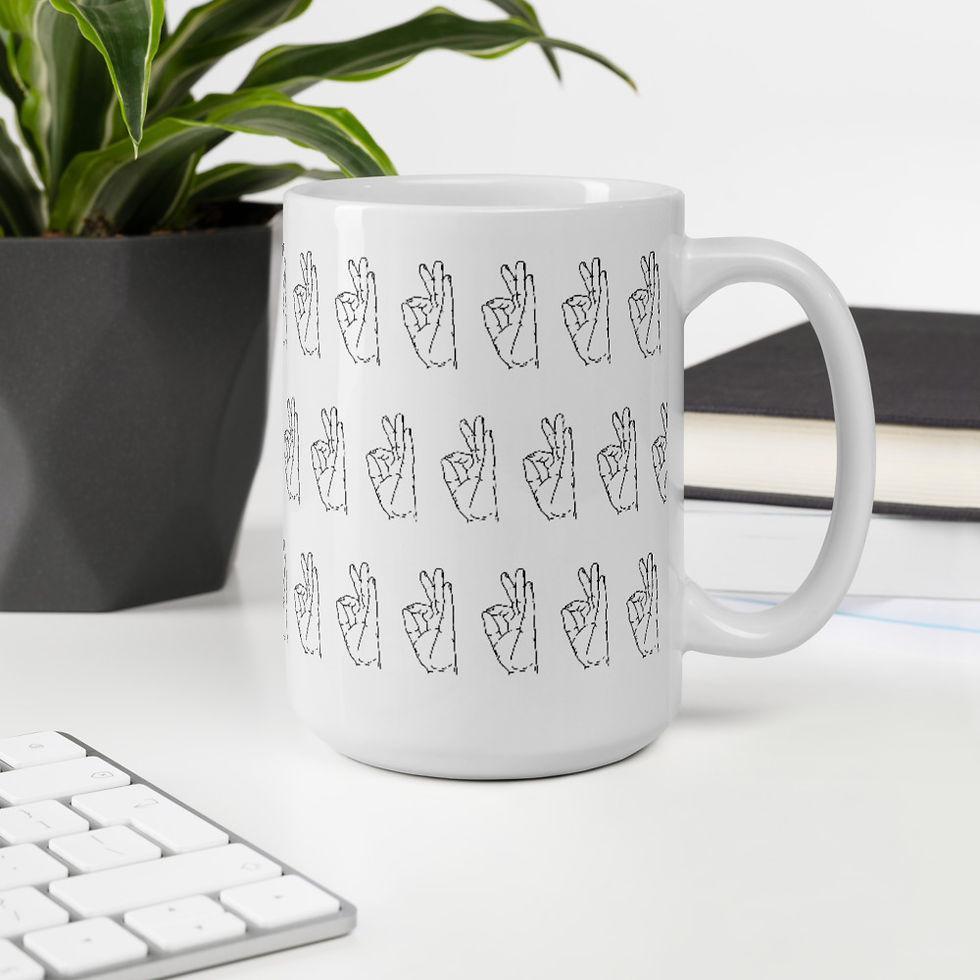 Thumbnail: Gyan (Chin) Mudra Line Art Pattern White Mug