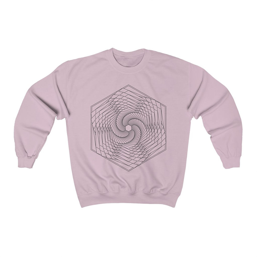 Thumbnail: Spiraling Hexagon Sacred Geometry Mandala Unisex Crewneck Sweatshirt