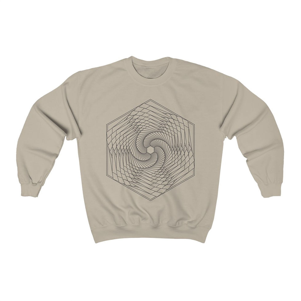 Thumbnail: Spiraling Hexagon Sacred Geometry Mandala Unisex Crewneck Sweatshirt