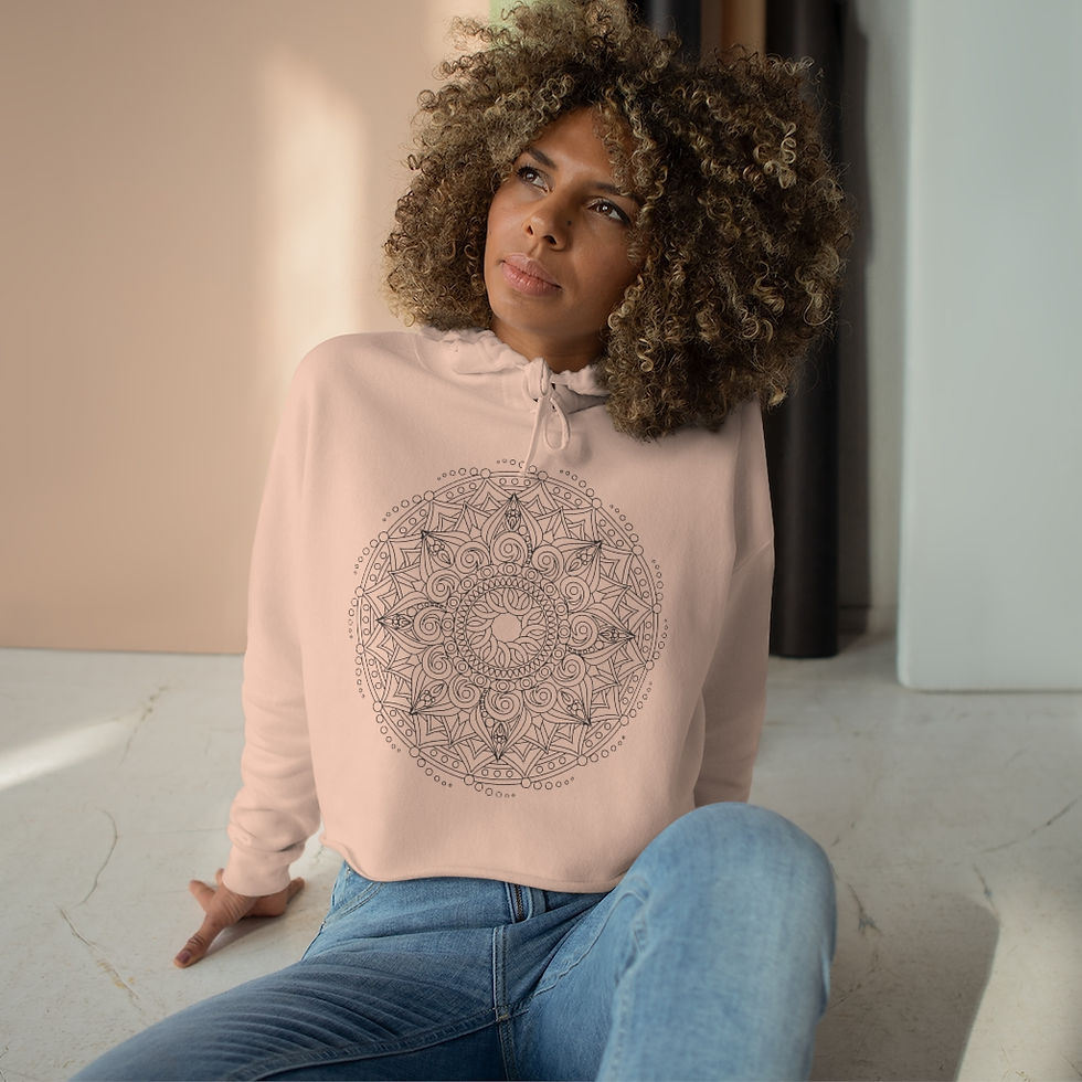Thumbnail: Water In Motion Sacred Geometry Mandala Crop Hoodie
