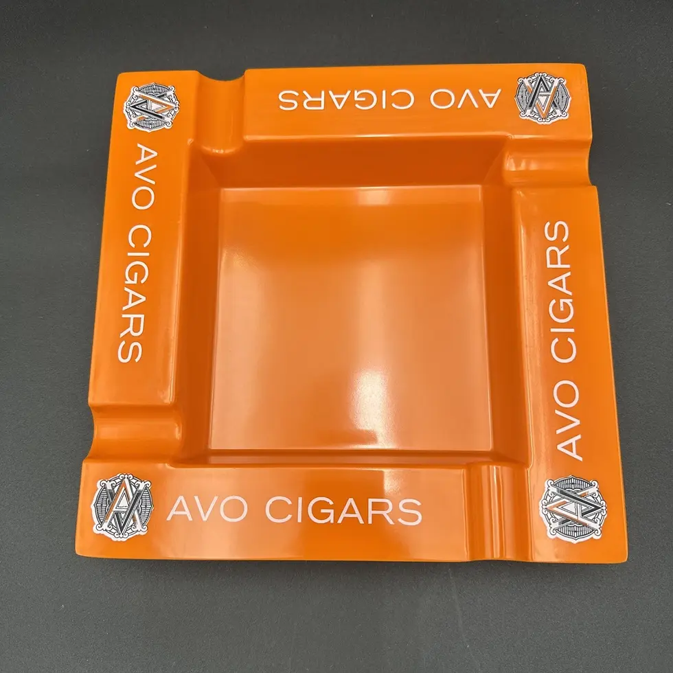 Orange square 4-finger cigar ashtray
