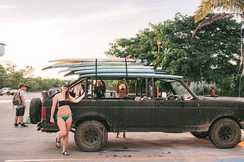 Pick-up truck with surf boards on top
