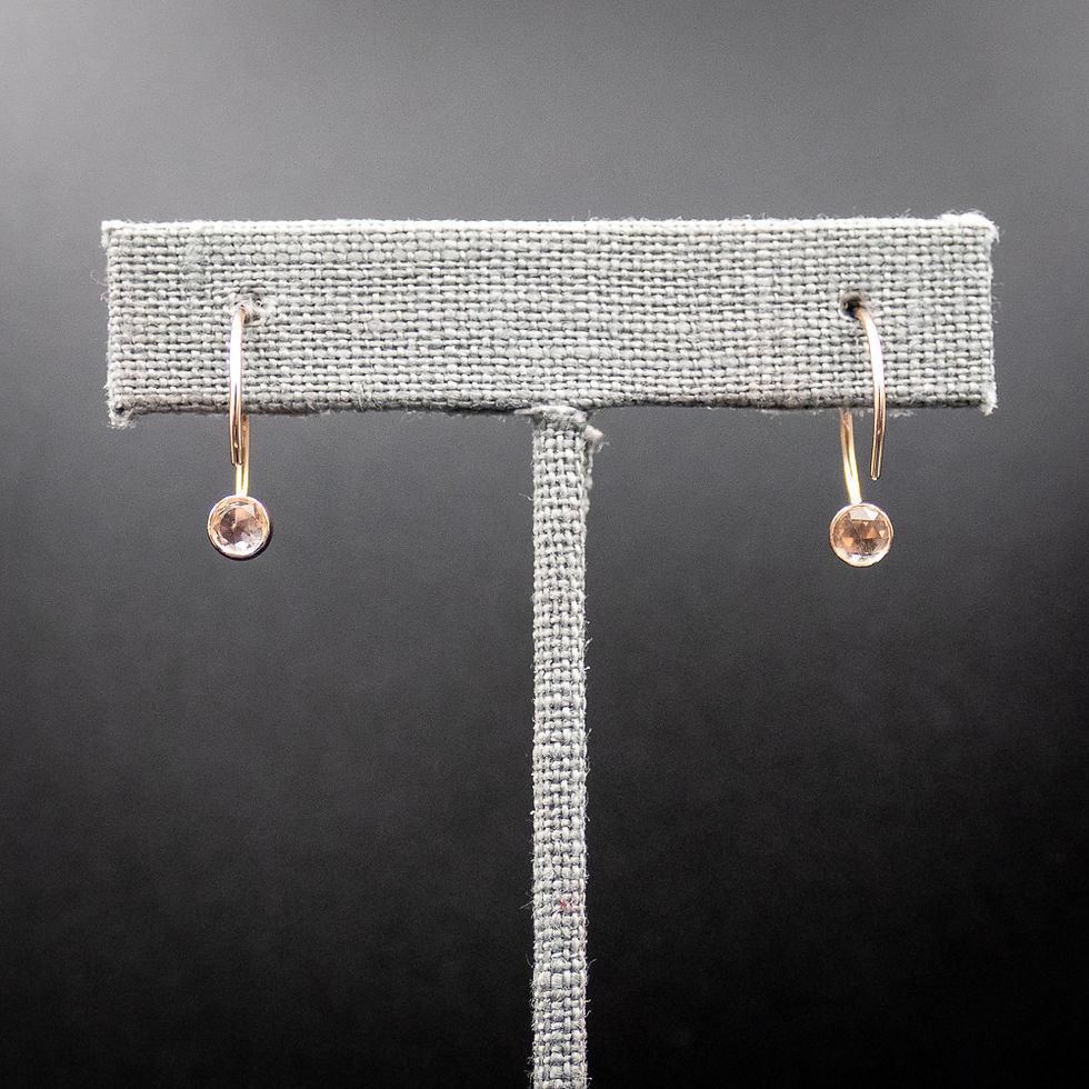 Thumbnail: Rose Gold White Topaz Reverse Hoop Earrings - Rose Cut