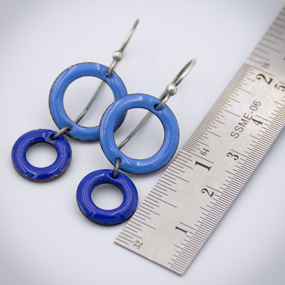 Thumbnail: Deep Blue Enameled Earrings