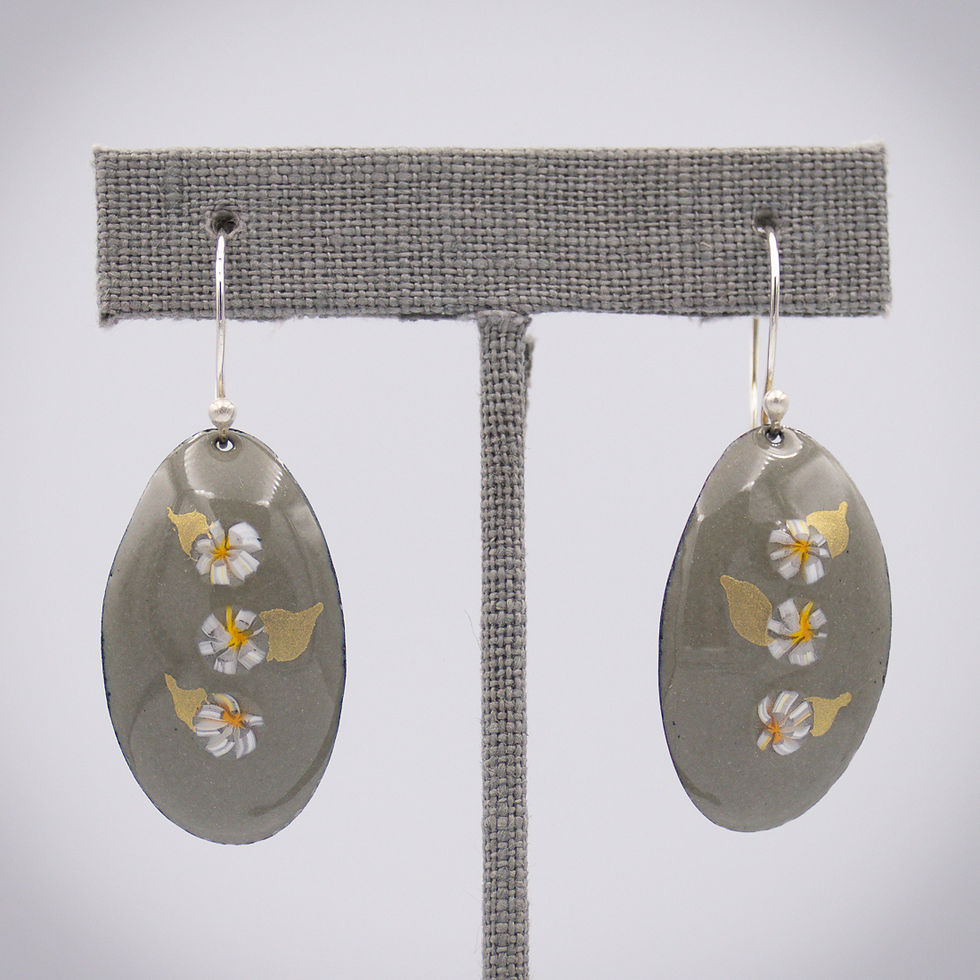 Thumbnail: Gray Daisy Enamel Earrings
