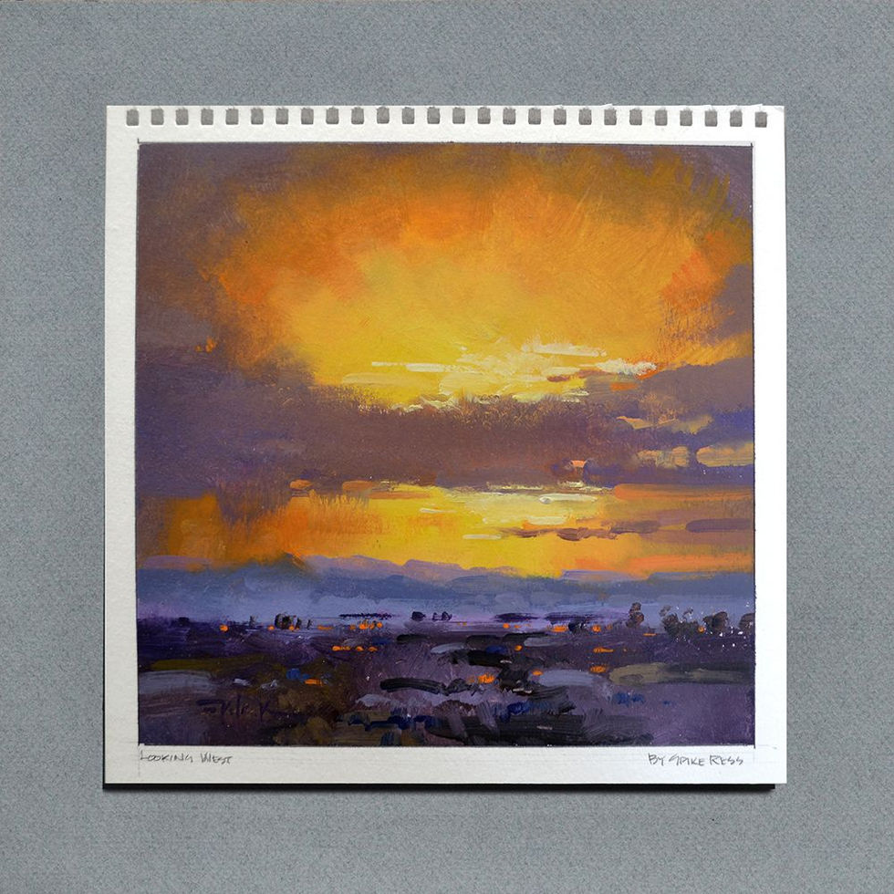 painting of a vivid sunset by spike Ress for sale
