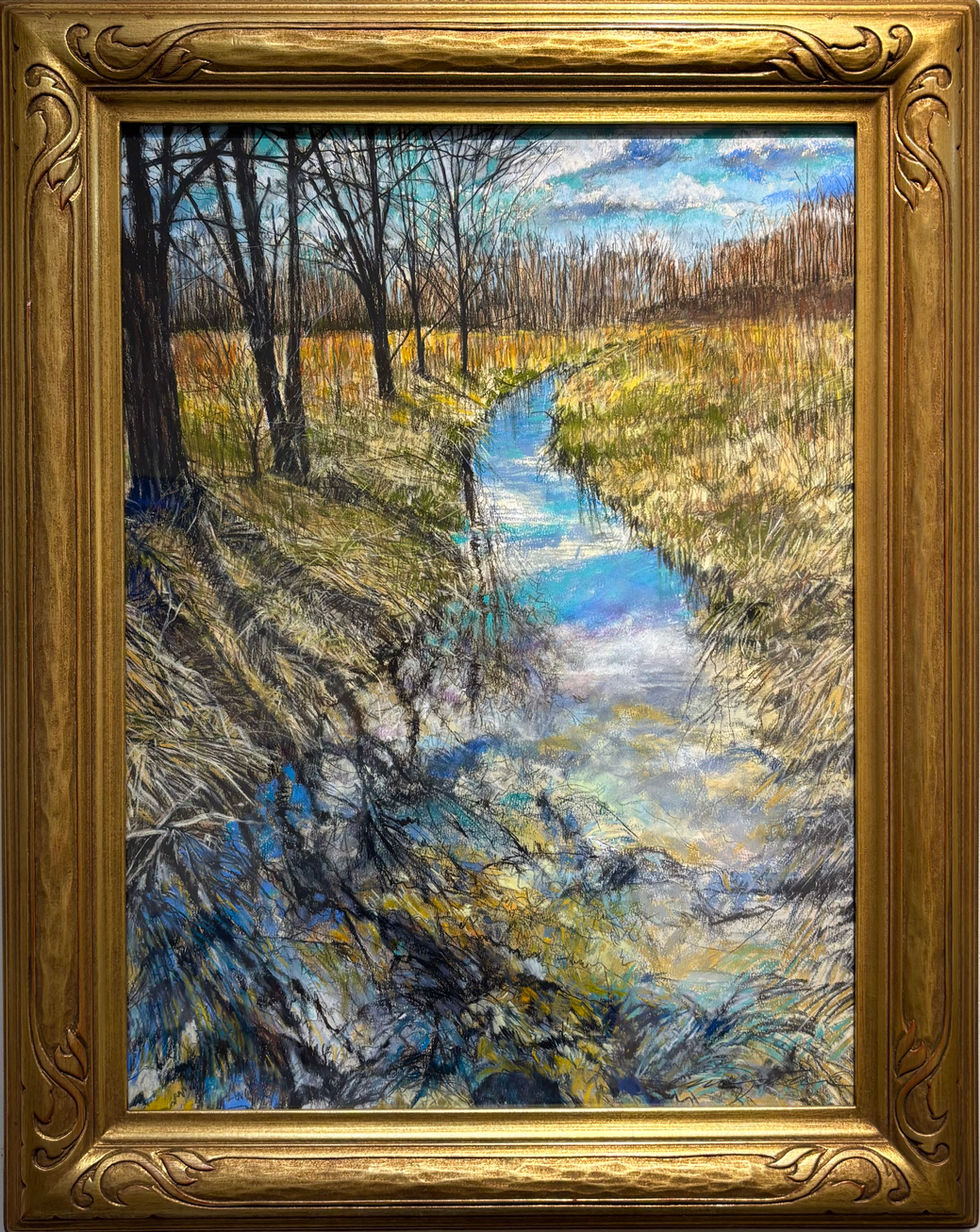 pastel artwork of the pathway to the sacred grove in Manchester New York.