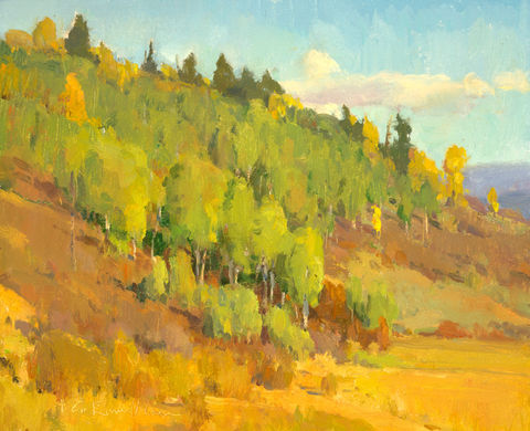 painting of a fall scene by Russell case