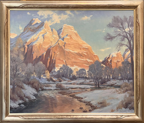 painting of a snow scene of Zion national park by Ron rencher