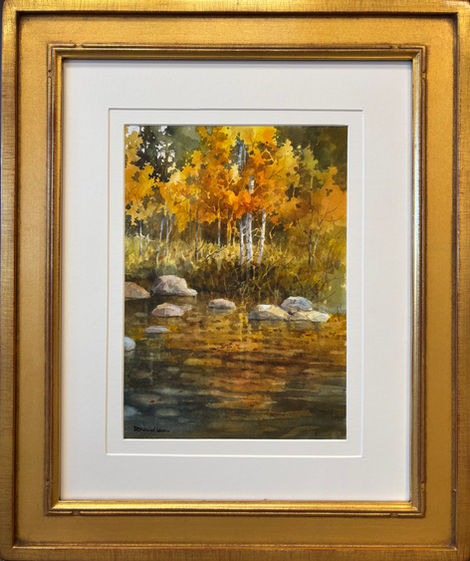 fall watercolor scene by Roland Lee