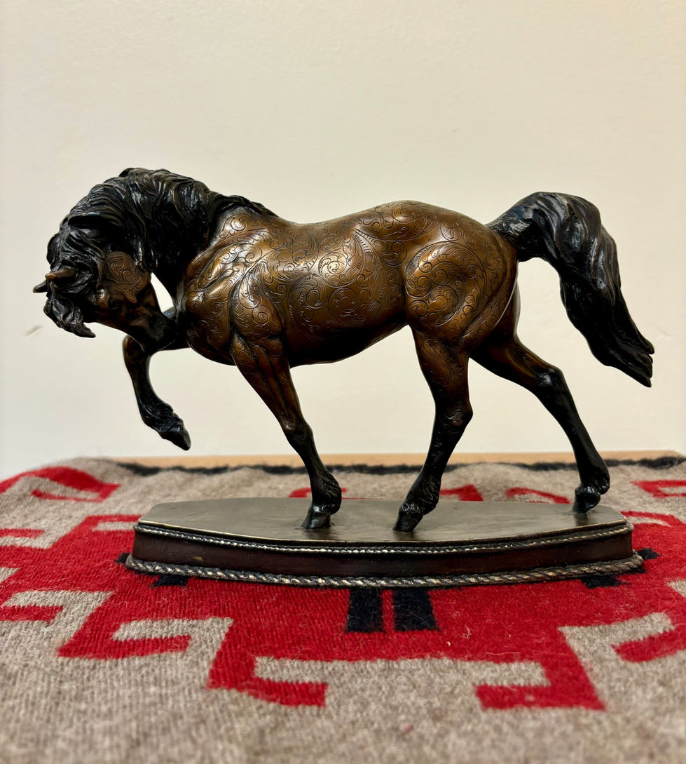 a bronze statue of a horse standing on its hind legs, bronze sculpture, gold river gallery