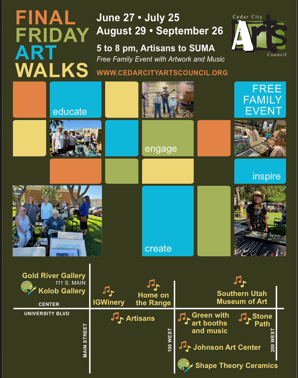 final Friday art walks flyer in cedar city utah