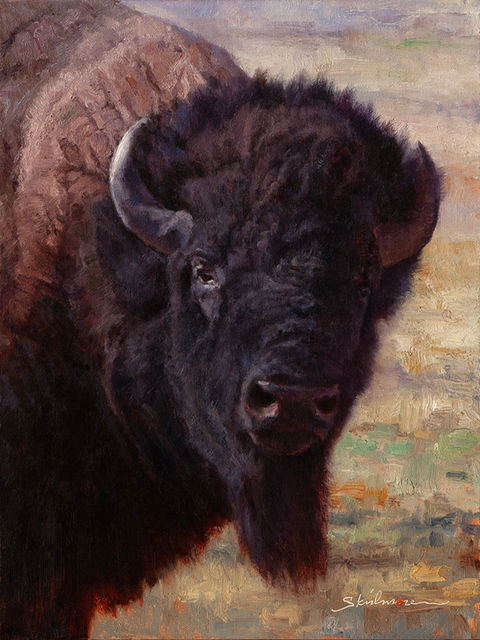 original painting of a buffalo by Ryan Skidmore