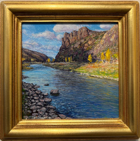 painting of a river with fall colors by travis Humphreys