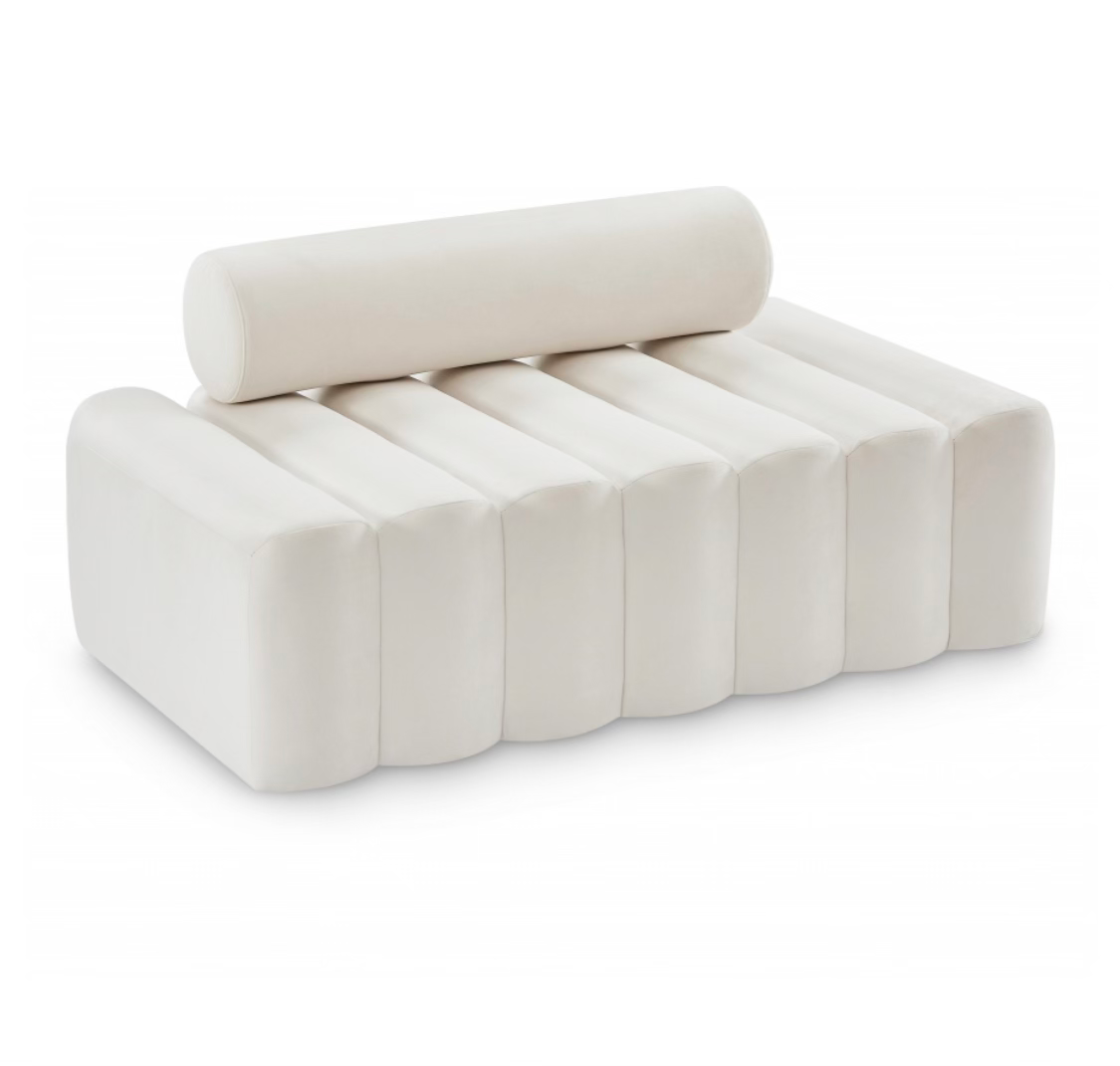 Ivory Melody Velvet Loveseat
