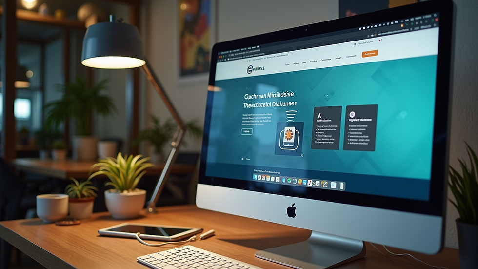 High angle view of a desktop showcasing a well-designed website interface