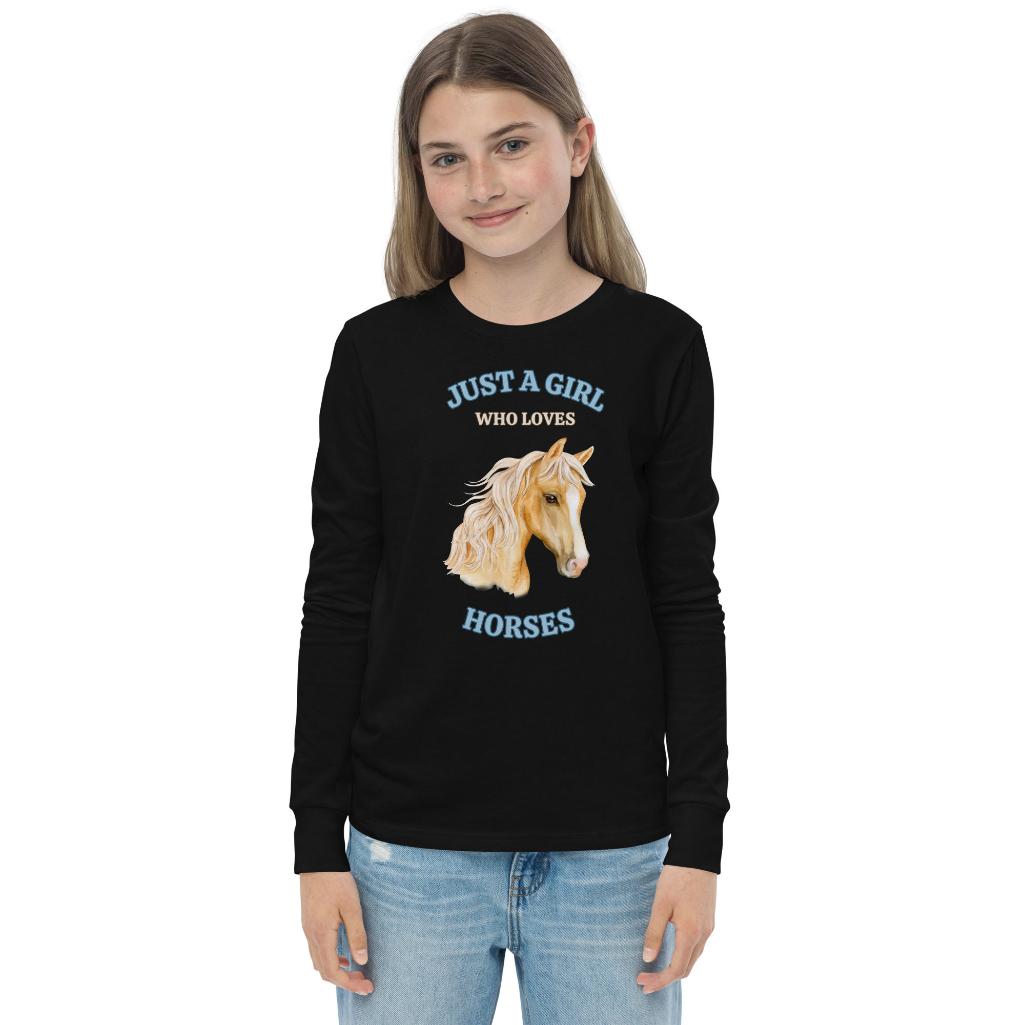 Just A Girl Who Loves Horses - Youth Long Sleeve Graphic T Shirt