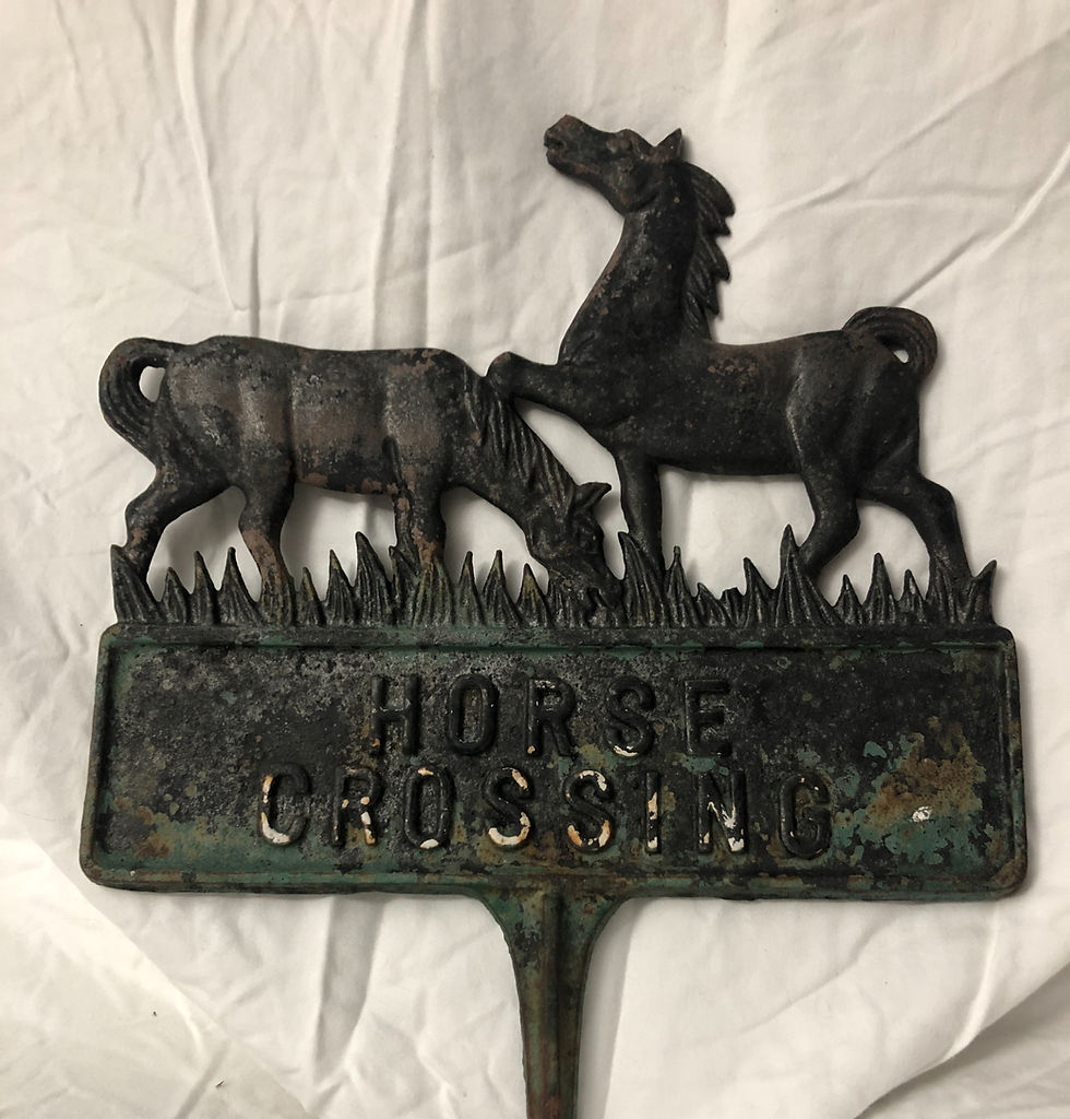 "Horse Crossing" Cast Iron Yard Sign front view