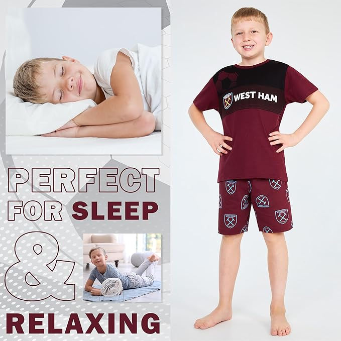 Thumbnail: West Ham United F.C. Boys Short Pyjamas Set Breathable Loungewear West Ham Gifts