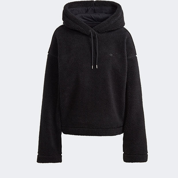 Thumbnail: adidas Originals Premium Essentials Womens Furry Fleece Hoodie - Black
