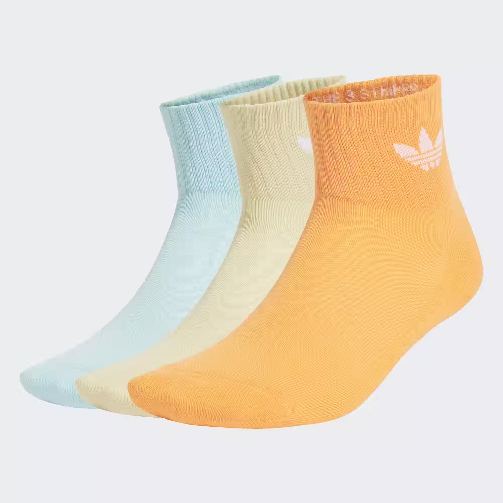 adidas Mid-Cut Crew Socks 3 Pairs - Gold/Yellow/Aqua - XS & Medium