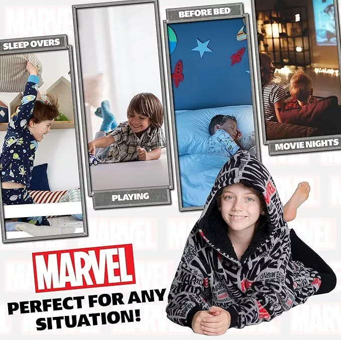 Thumbnail: Official Marvel Oversized Hooded Blanket Hoodie Kids Avengers - All Over Print