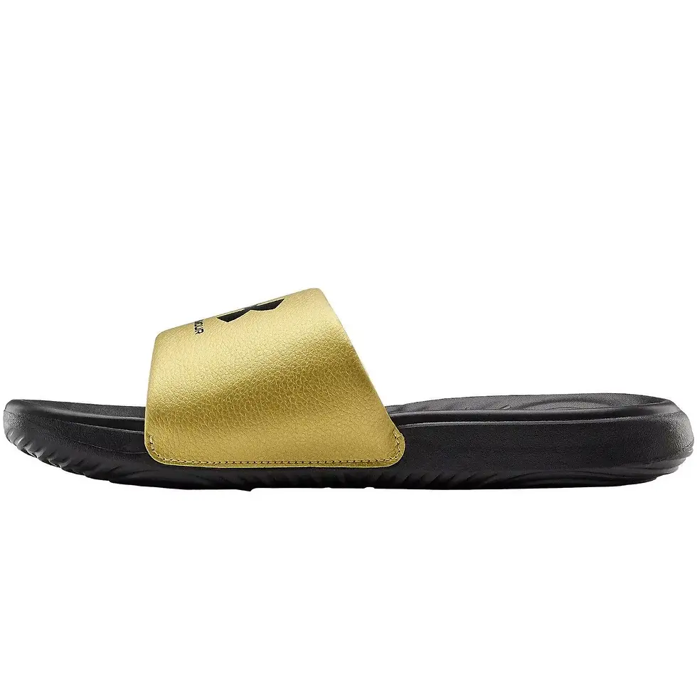 Thumbnail: Under Armour Womens Ansa Fixed Sliders Slides Sandals - Black/Gold