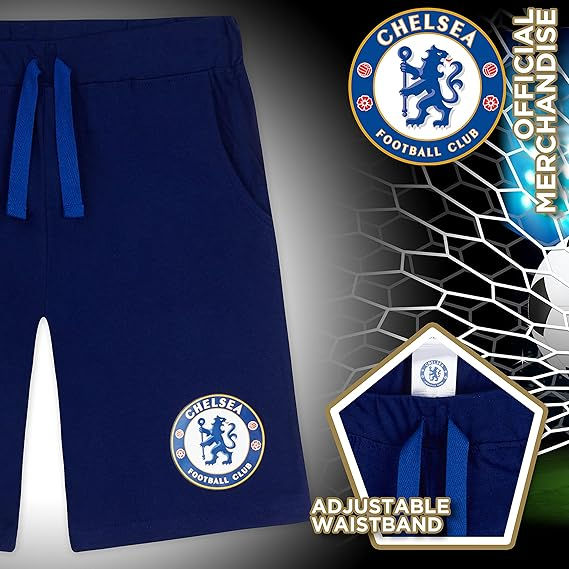 Thumbnail: Chelsea FC Boys Shorts, Pack of 2, Cotton Jersey Lounge/PJ Kids Shorts