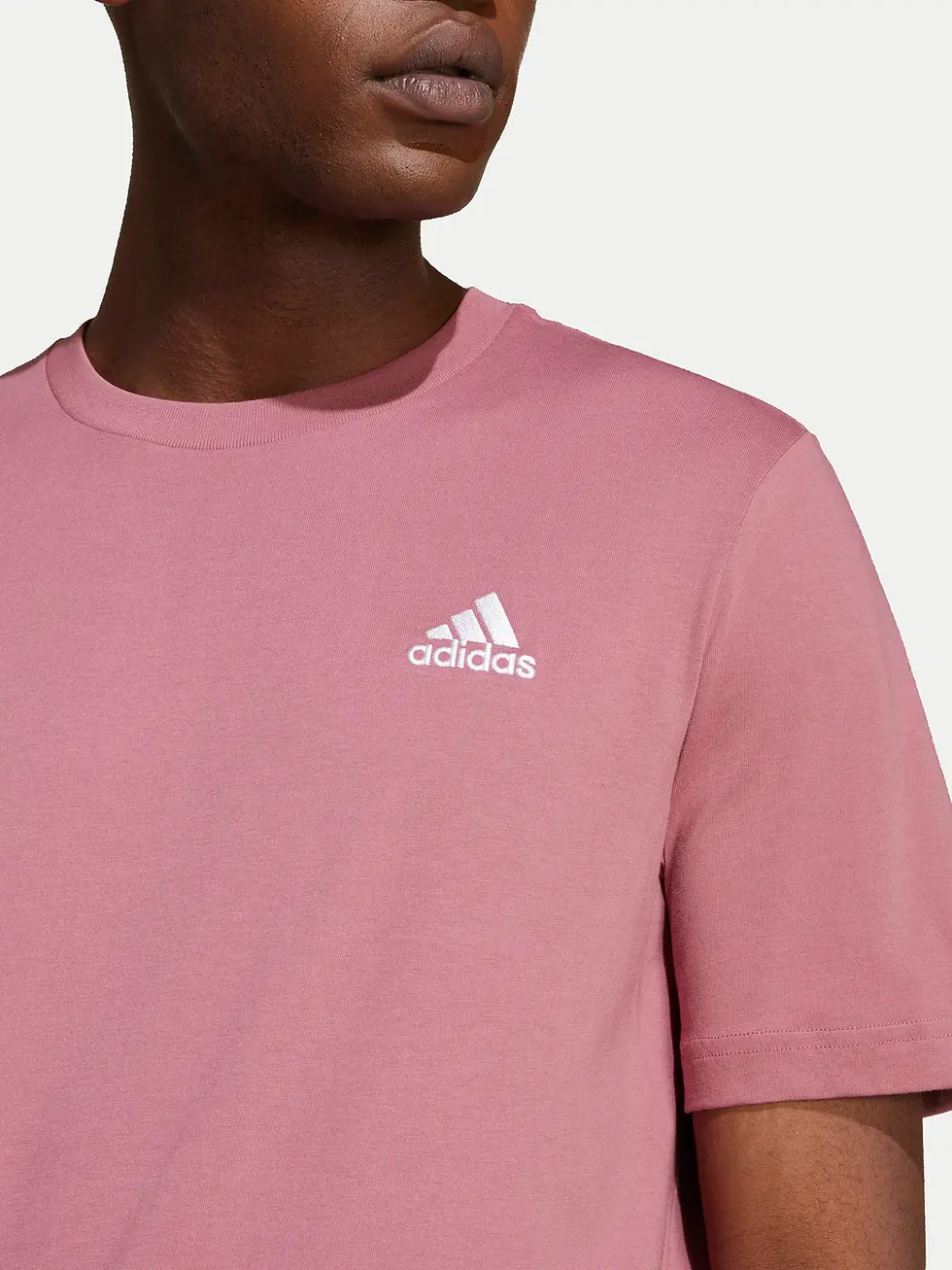 Thumbnail: adidas Essentials Single Jersey Embroidered Mens T-Shirt - Dusty Pink - Med&2XL