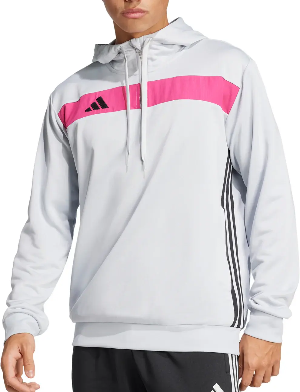 adidas Tiro 25 Essentials Mens Half Zip Hooded Sweatshirt Hoodie - Grey - XL