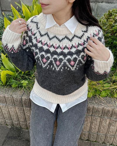 ハートノルディック柄ニット🤍 | Recaldear: