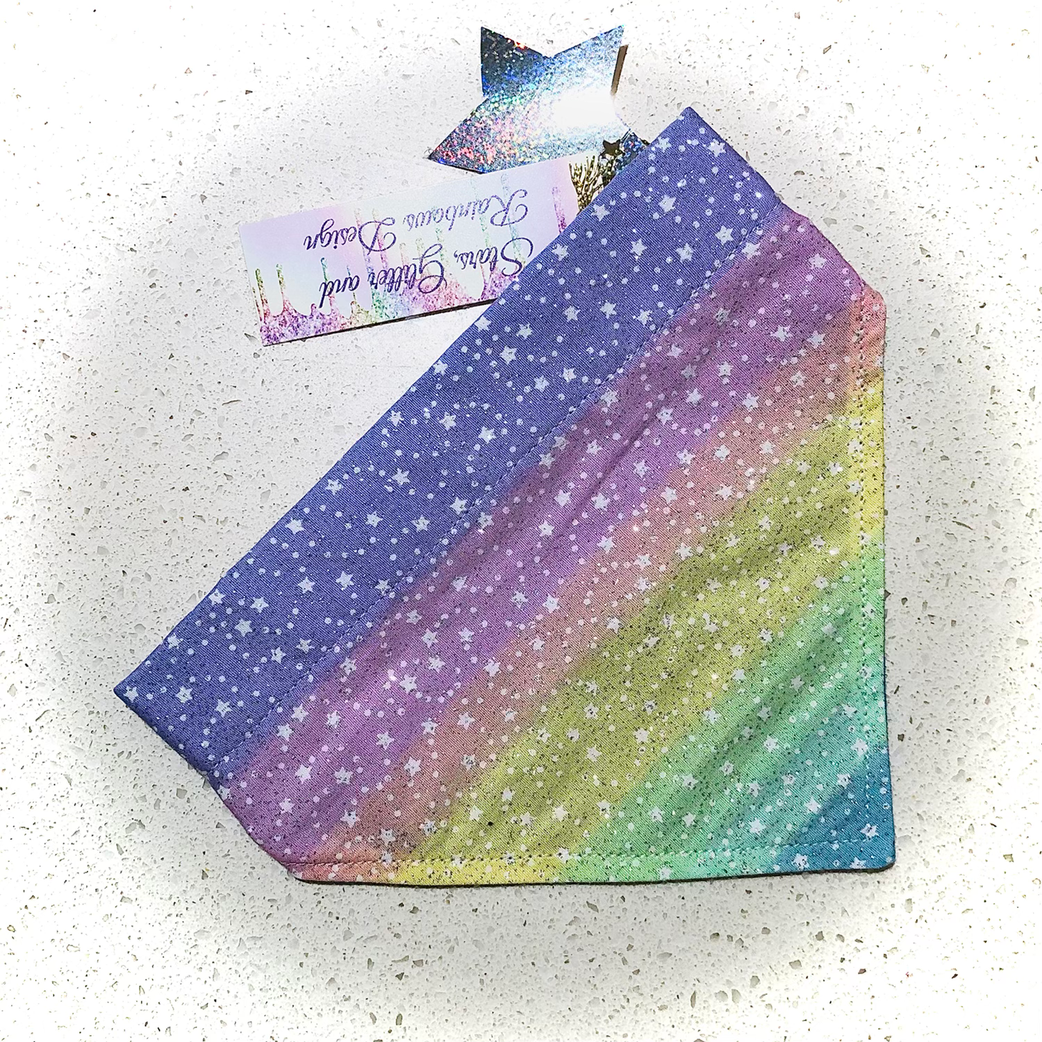 Ombré Pastel Rainbow and stars with Glitter Dog Bandana