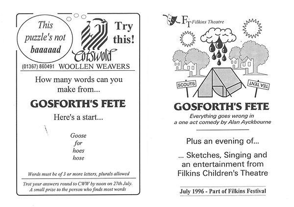 Filkins Theatre production of 'Gosforth's Fete' 1996