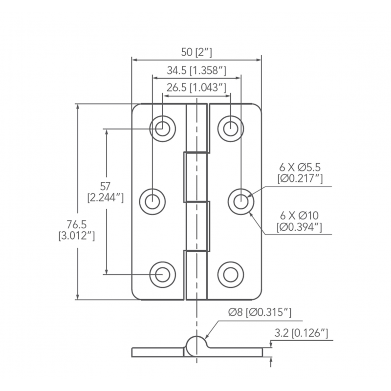 Miniatura: Cerniera inox MM 50X76,5